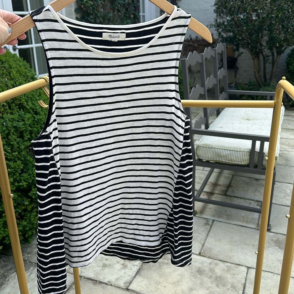 Striped Black and White Sleeveless Top